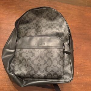 Coach Black Logo NWT Houston In Signature Canvas Backpack scratch on back strap